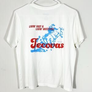 Tecovas Western Wear Rodeo Crop Top T Shirt Womens Size Medium White Tee
